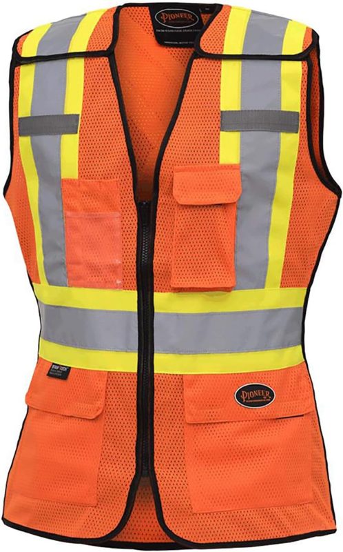 Women's Hi-Vis Mesh Tear-Away Safety Vest – Zipper Closure – Hi-Vis Orange – L