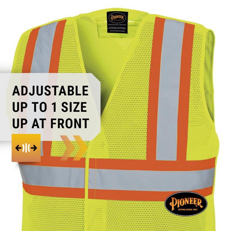Women's Hi-Vis Mesh Tear-Away Safety Vest – Zipper Closure – Hi-Vis Yellow/Green – L