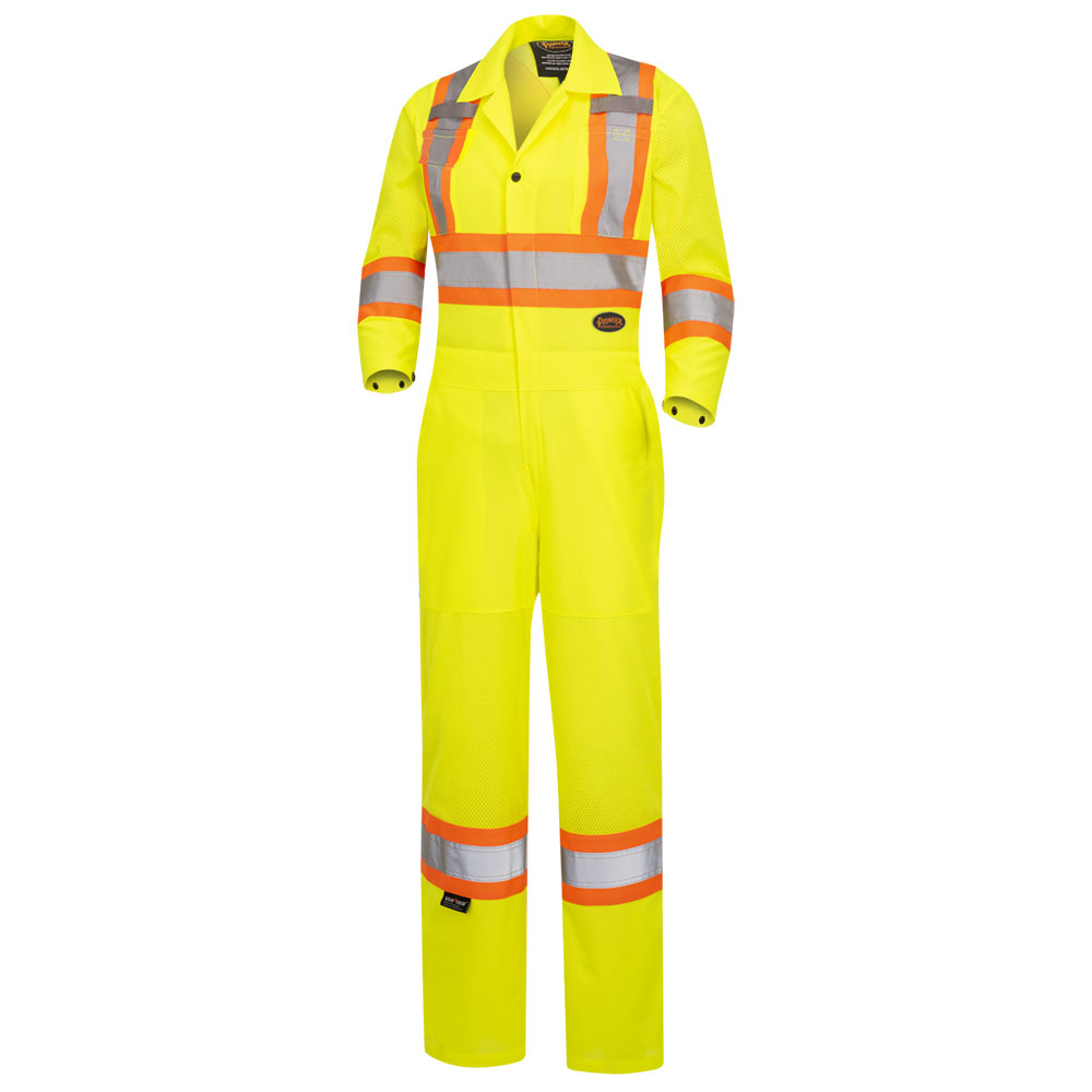 Women's Hi-Vis Traffic Safety Coveralls – Zipper Closure – Hi-Vis Yellow/Green – L
