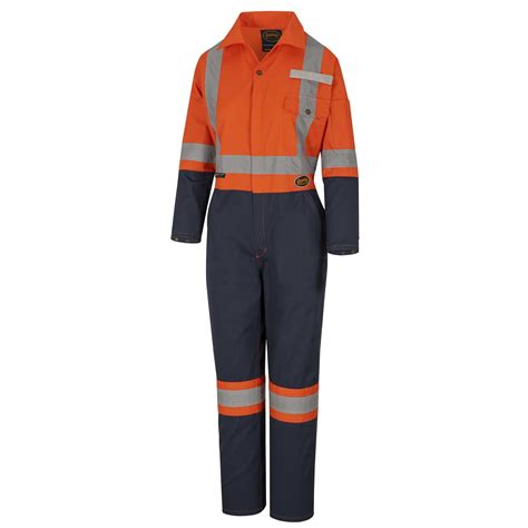 Women's Poly/Cotton Safety Coveralls – Zipper Closure – Orange – L