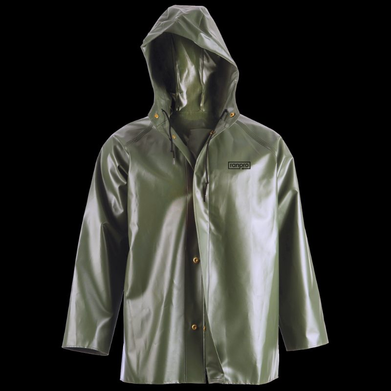 Canadian Waterproof Hooded Rain Jacket – PVC-Coated Polyester – S