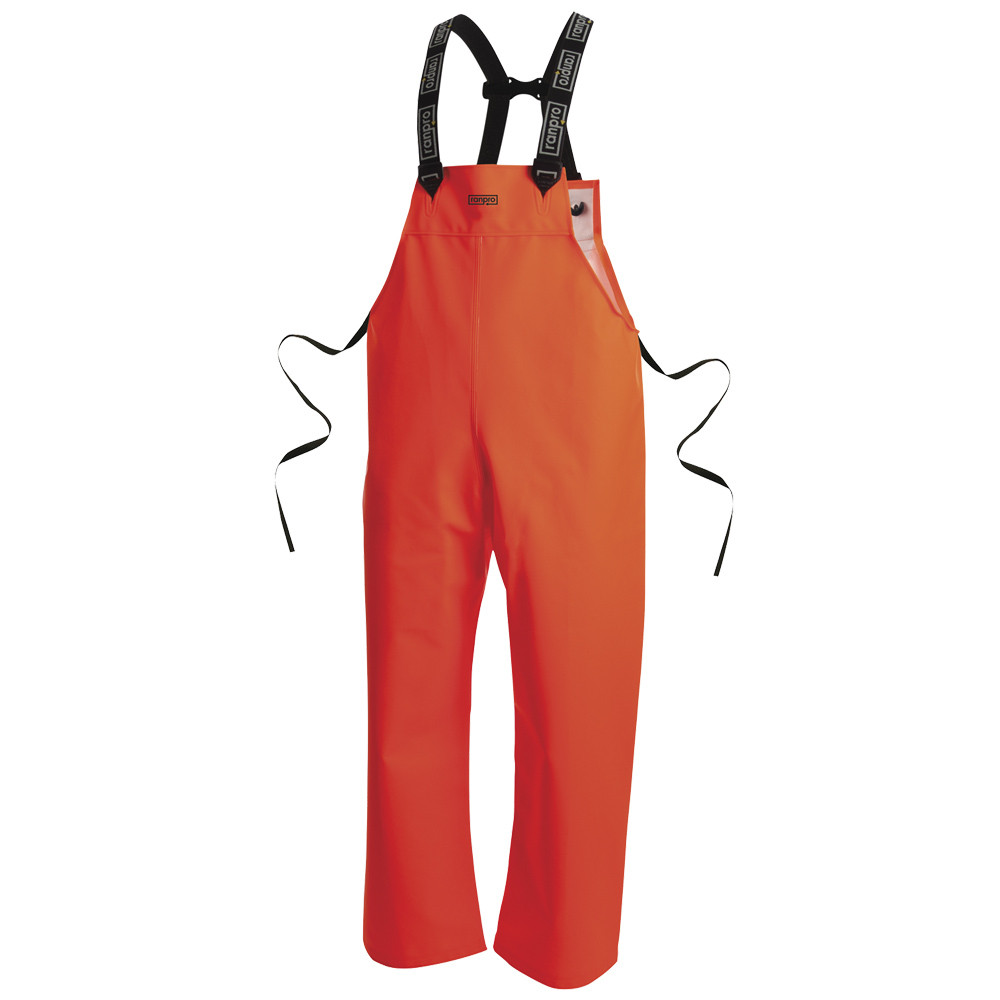 FL Snapper® Waterproof Rain Bib Pants – PVC Coated Poly/Cotton – Orange – L