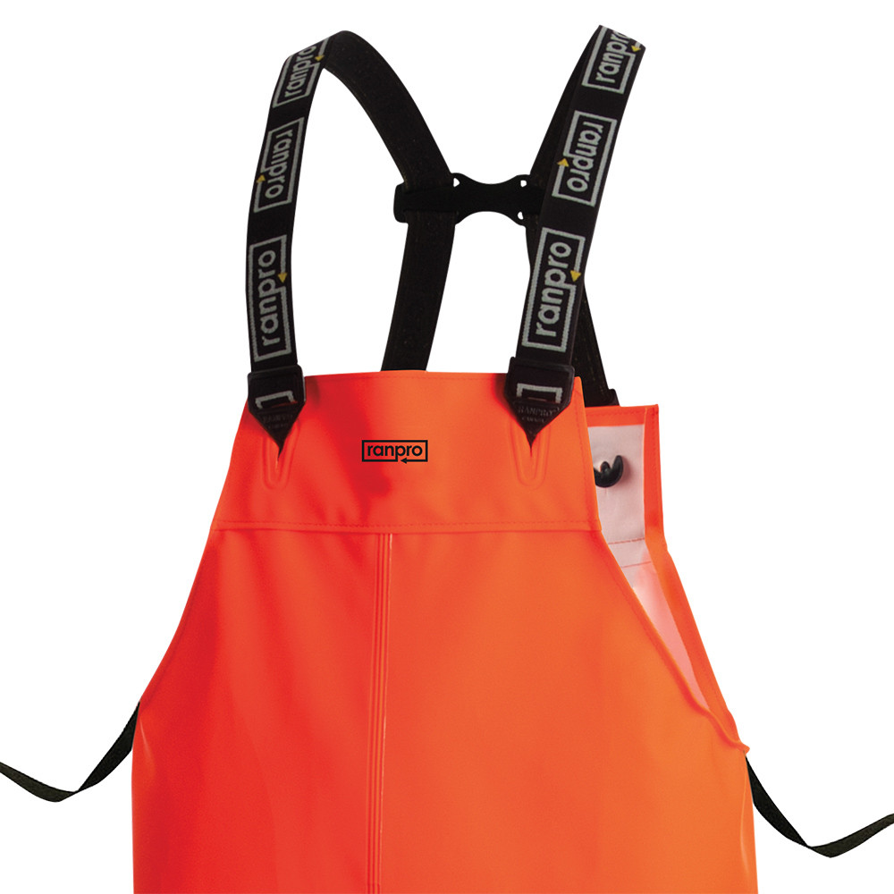 FL Snapper® Waterproof Rain Bib Pants – PVC Coated Poly/Cotton – Orange – S