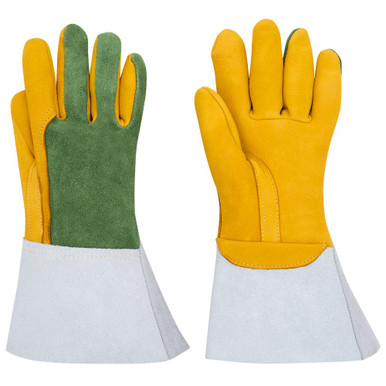 Super Tiggers Cow Split/Deer Split Leather TIG Glove – Kevlar® Stitching – Yellow/Green – L