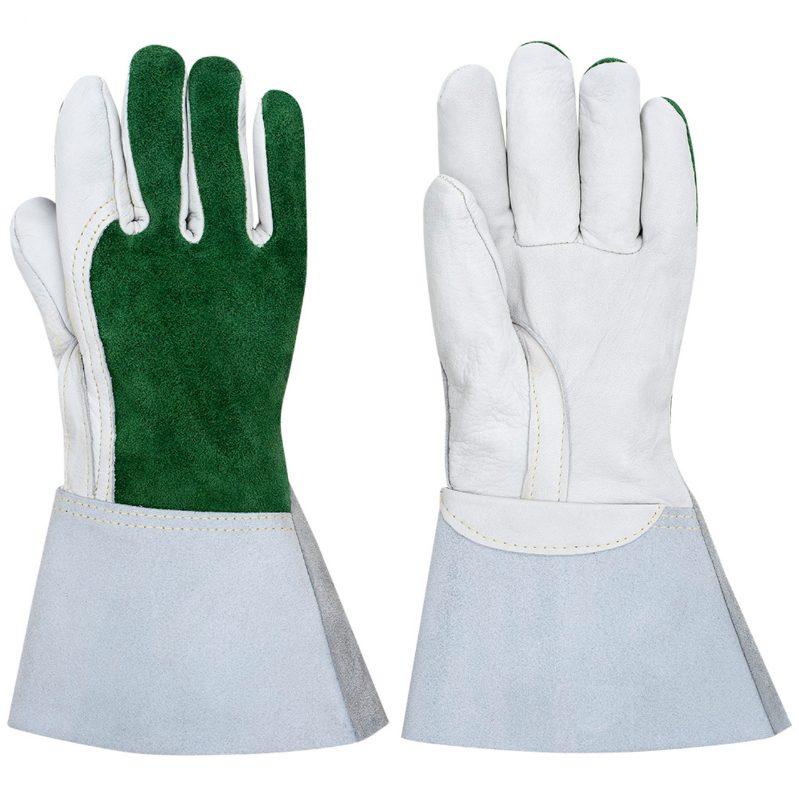 Tiggers Calf Grain/Cow Split Leather TIG Gloves – Kevlar® Stitching – Pearl/Green – L