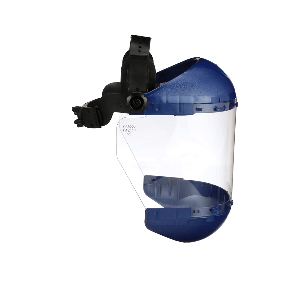 380 Premium Series Dual Crown Face Shield – Ratcheting – Polycarbonate – Clear – Uncoated