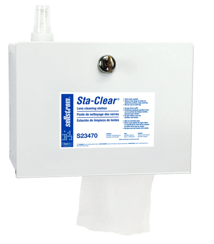 Sta-Clear Lens Cleaning Metal Station – 1,000 Tissues – Spray Bottle