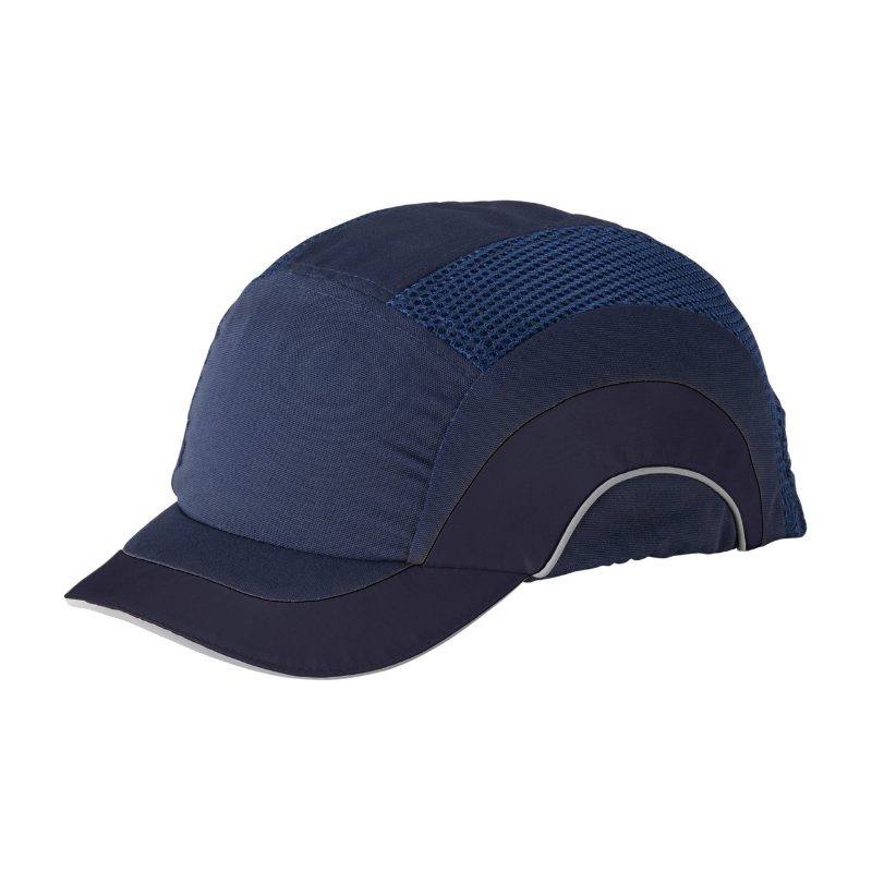 Baseball Style Bump Cap with HDPE Protective Liner and Adjustable Back Short Brim (Navy OS)