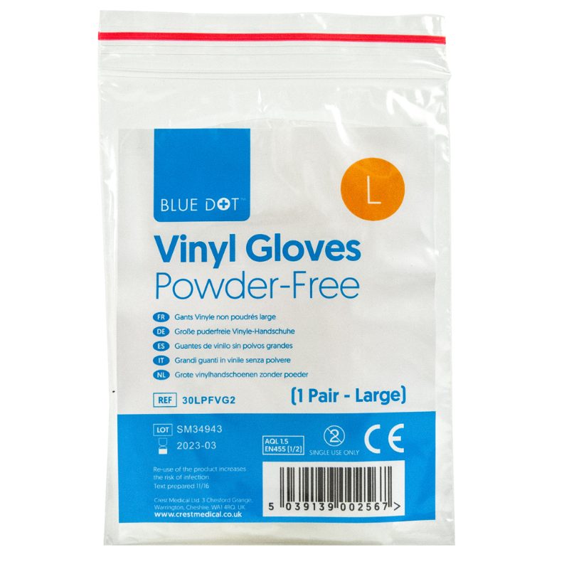 PAIR OF VINYL GLOVES, LARGE (White OS)