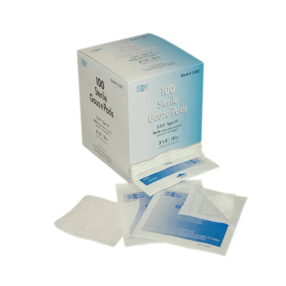 NON-ADHERANT GAUZE PADS,3"X3",BX/100 (White 100 Count)