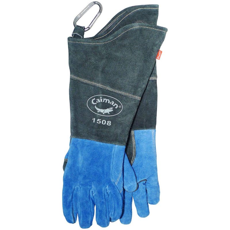 Premium Split Cowhide MIG/Stick Welder's Glove with Fleece Lining and Scalloped Cuff 18" Length (Blue L)