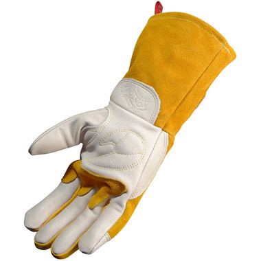 Premium Cow Grain MIG/Stick Welder's Glove with Two-Layer Insulated Back (Gold XL)