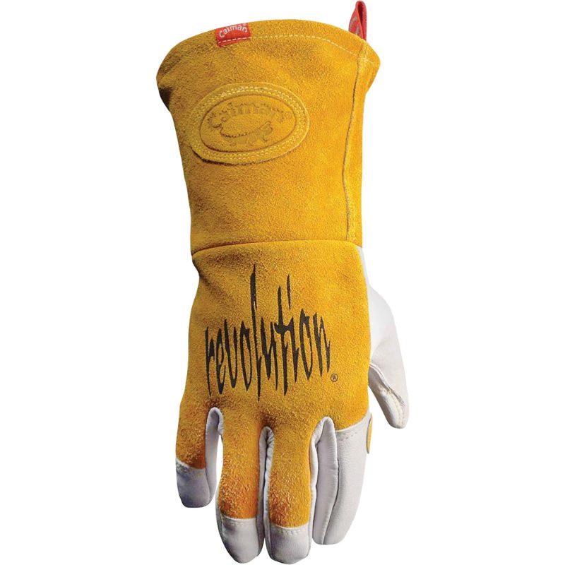 Premium Goat Grain TIG/MIG Welder's Gloves with Split Cowhide Back FR Insulated Back (Gold XL)