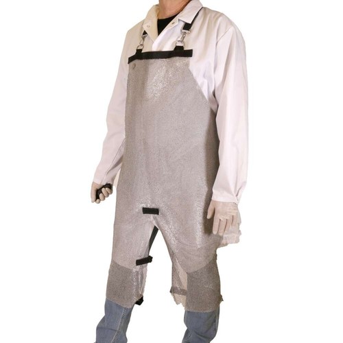 APRON STEEL MESH 26"X34", 10" SPLIT LEG (Silver 26" x 34")