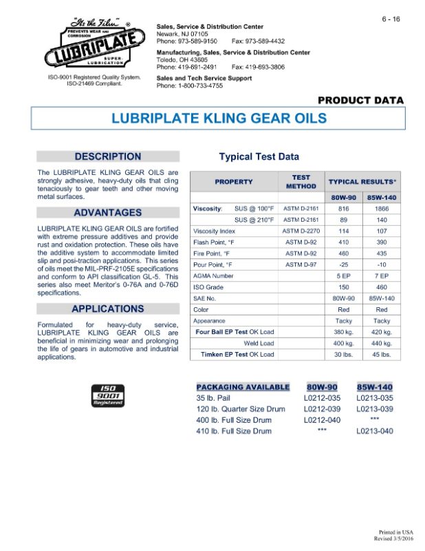 Kling Gear SAE 80W-90, DRUM
