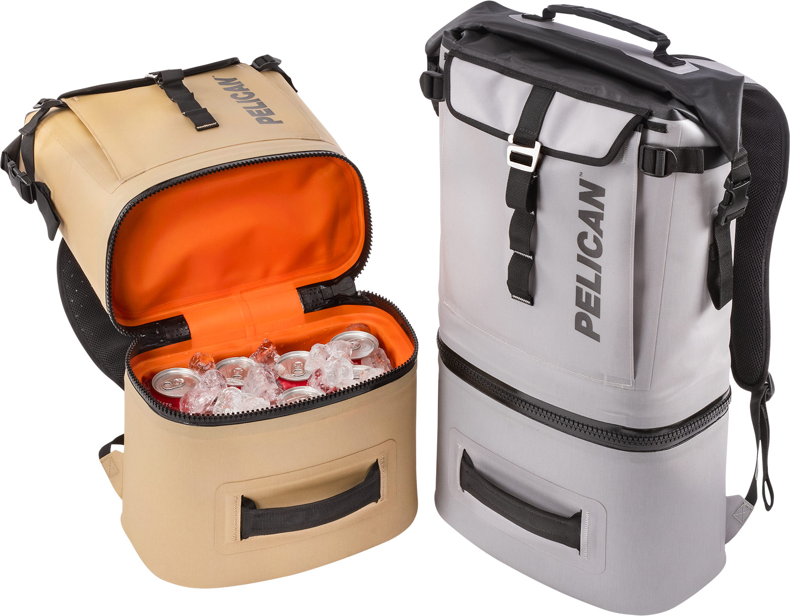 Pelican Day-Venture Backpack Cooler 19.4 quart or 6 cans with insulated cooler compartment and separate dry storage, Coyote