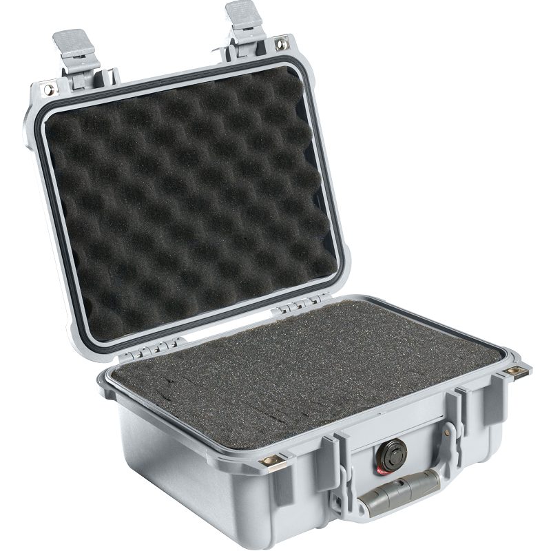 Pelican Medium Case With Foam, Silver