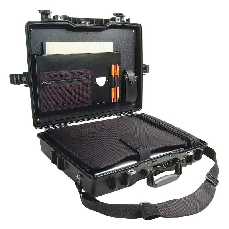 Pelican Laptop Case With Foam and Lid Organizer, Black