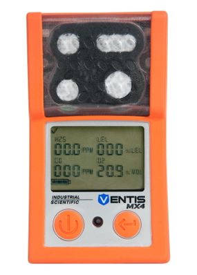 Industrial Scientific Ventis MX4, LEL (Pentane), SO2, CO, O2, Li-ion Ext Range, No Charger, Pump, Orange, UL/CSA, English