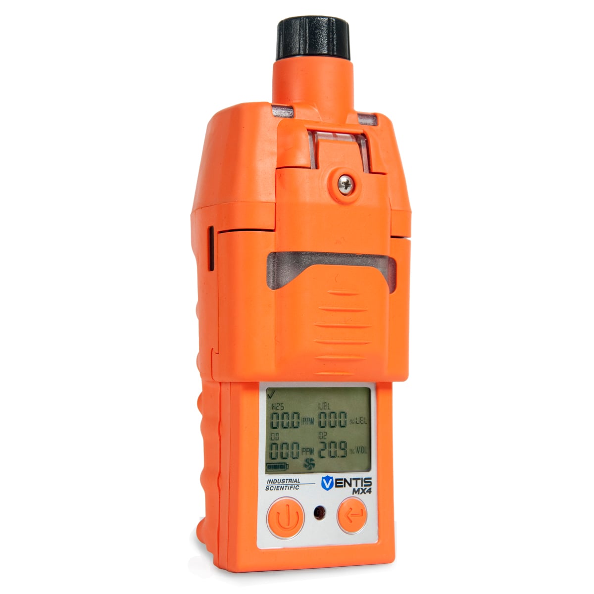 Industrial Scientific Ventis MX4, LEL (CH4), CO, H2S, O2, Alkaline, No Charger, Without Pump, Orange, UL/CSA, English