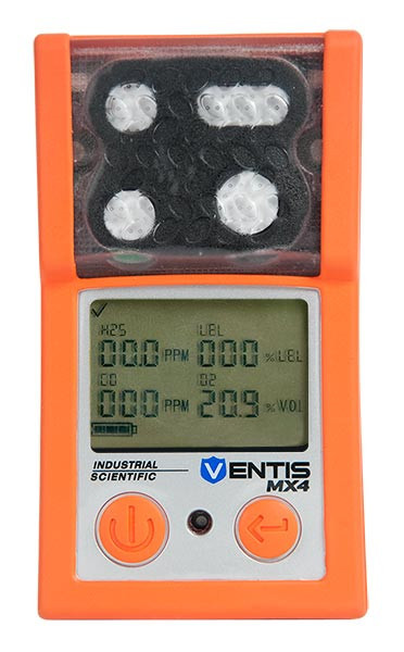 Industrial Scientific Ventis MX4 Personal Gas Monitor, CH4 (0-5%), O2, Li-ion Extended Run Time Battery, Desktop Charger, Pump,