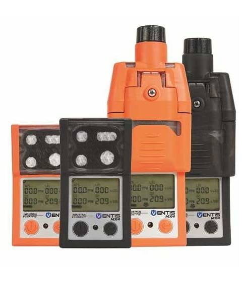 Industrial Scientific Ventis MX4, CH4 (0-5%), CO, NO2, O2, Li-ion Ext Range, No Charger, Without Pump, Orange, UL/CSA, English