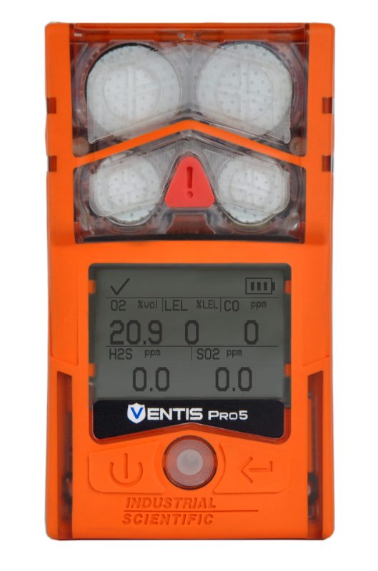Industrial Scientific Ventis Pro5 Personal Gas Monitor, LEL (Pentane), CO, H2S, O2, Li-ion Slim Extended Battery, Desktop Charge