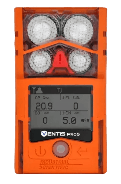Industrial Scientific Ventis Pro5 Personal Gas Monitor, LEL (Methane), CO/H2S, SO2, O2 (Long-life), Li-ion Extended Run Time Bat
