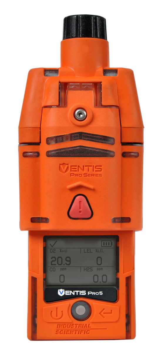 Industrial Scientific Ventis Pro5 Personal Gas Monitor, CO2 (IR), H2S, SO2, O2 (Long-life), Li-ion Extended Run Time Battery, De