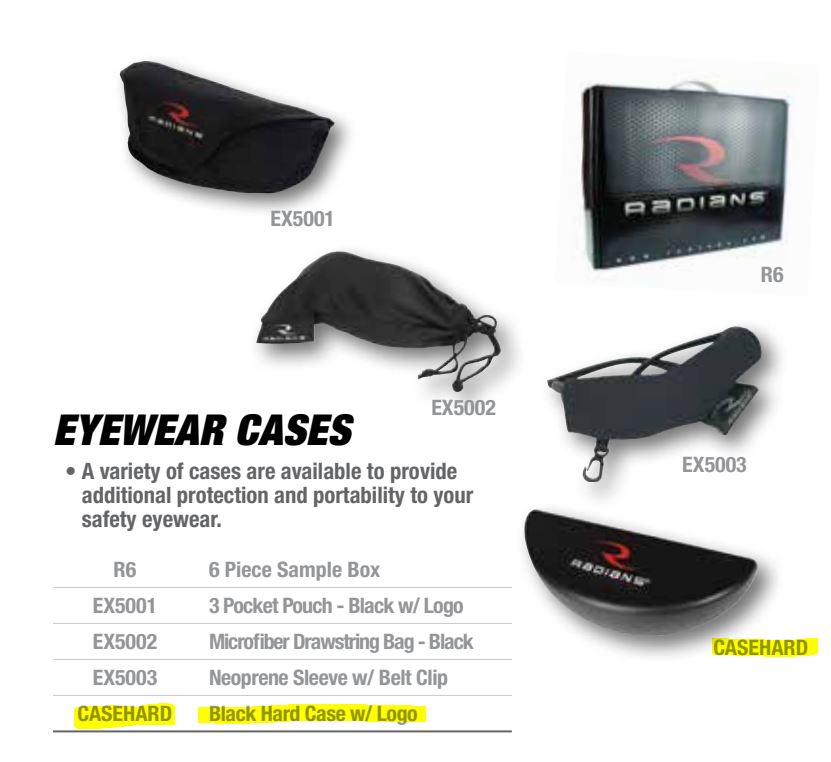 Radians Safety Eyewear Hard Case with Logo Black
