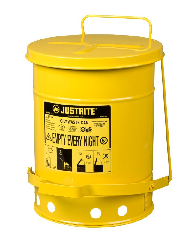 Justrite CAN, OWC W/FOOT COVER, 6G, YEL