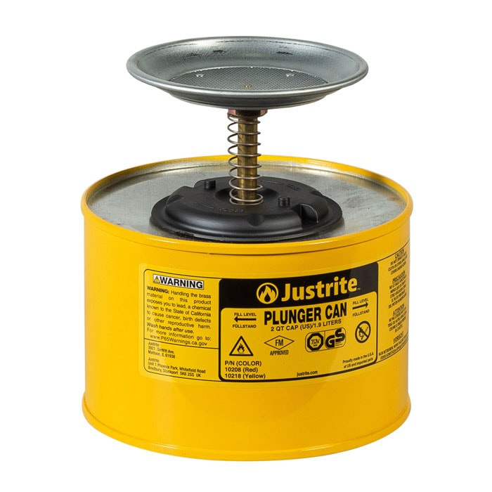 Justrite CAN, PLUNGER, STEEL, 2 QT, YEL