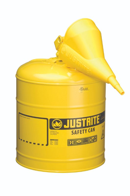 Justrite CAN, SAFE W/FNL YEL W/BARCODE