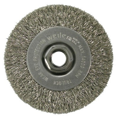 4" Narrow Crimped Wire Wheel, .006SS, 1/2"-5/8" A.H.