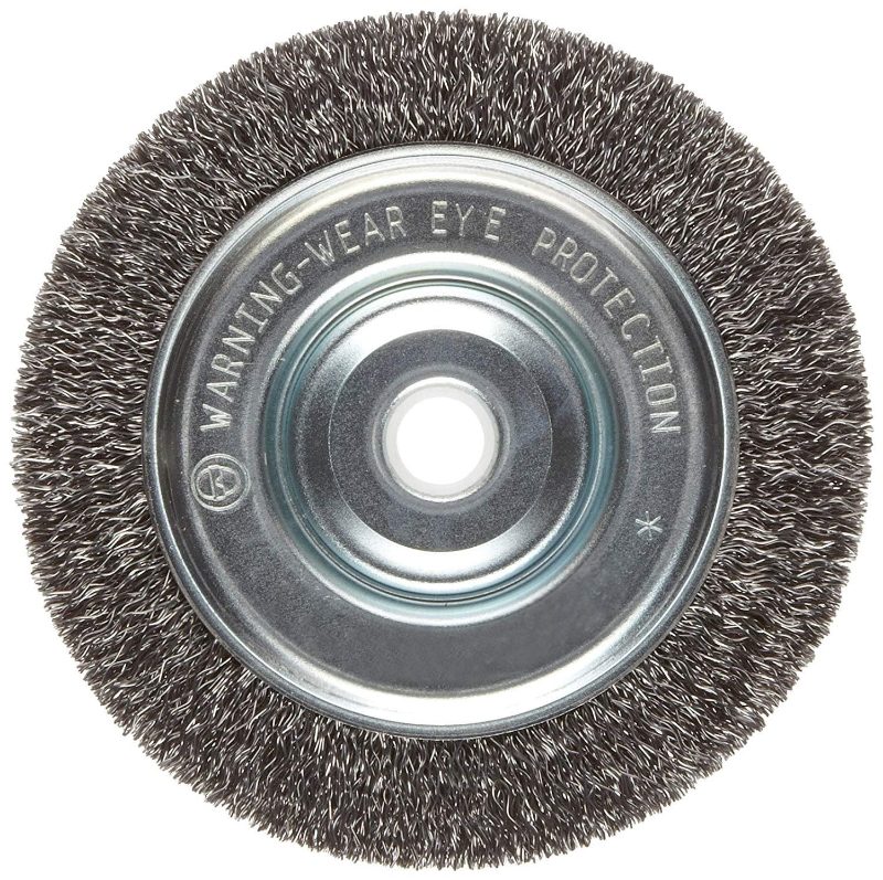 15" Narrow Face Crimed Wire Wheel Brush, .014 Steel Wire Fill, 2" Arbor Hole with Keyways