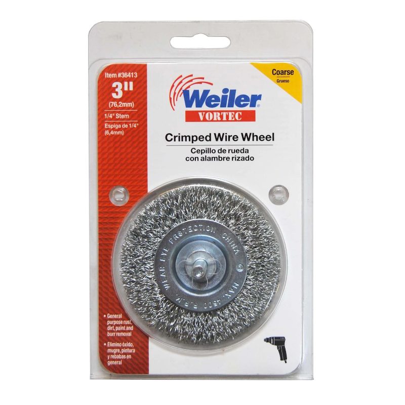 Vortec 3" Crimped Wire Wheel, Fine Wire, 1/4" Stem