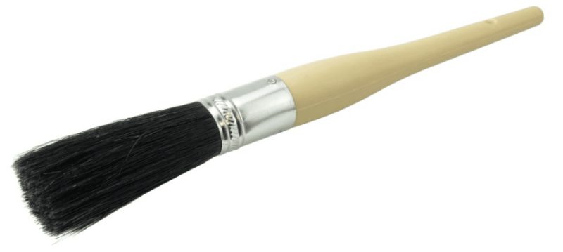 3" Wall Paint Brush, Black China Bristle Fill, 3-1/4" Trim Length, Sanded Wood Handle
