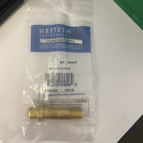 CGA-555 BUTANE, PROPANE (LIQUID WITHDRAWL) NIPPLE, 1/4" NPT, 2 1/2" LONG, BRASS