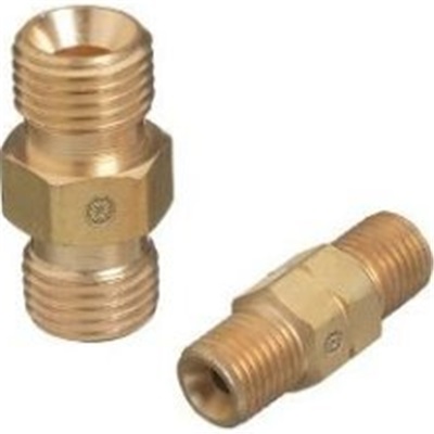 HOSE ADAPTOR, 90° ADAPTOR MALE B-SIZE 9/16"-18 UNF, LH ACETYLENE/FUEL GASES X FEMALE B-SIZE 9/16"-18 UNF, LH ACETYLENE/FUEL GASE