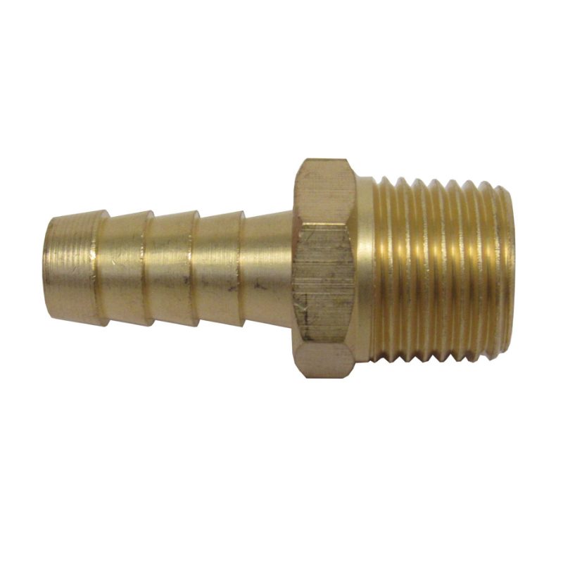 HOSE ADAPTOR, MALE 1/8" NPT X 1/8" ID HOSE BARB, BRASS