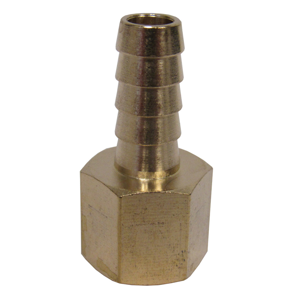 HOSE ADAPTOR, FEMALE 1/8" NPT X 1/4" ID HOSE BARB, BRASS