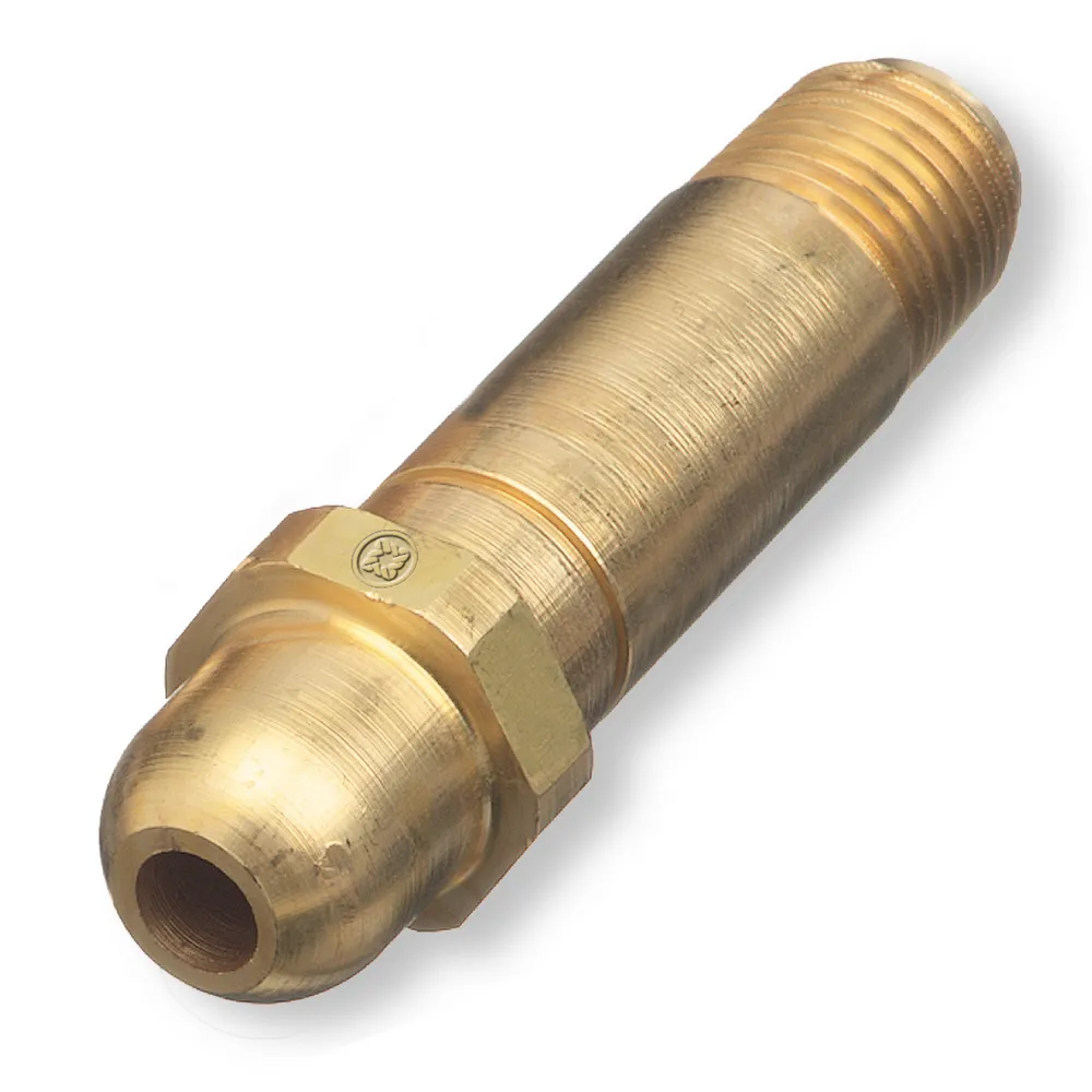 CGA-MULTIPLE NIPPLE, 4 1/4" LONG, WITH FILTER RECESS, BRASS