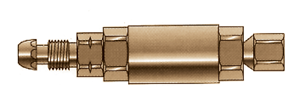 CGA-510 POL ACETYLENE NIPPLE WITH REVERSE CHECK VALVE, 1/4" NPT, 3" LONG, BRASS