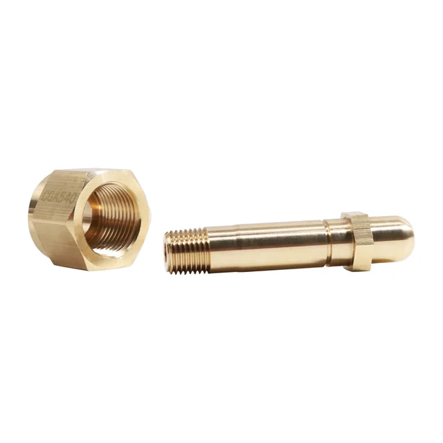 CGA-540 OXYGEN NIPPLE, 1/4 NPT, 3" LONG, WITH FILTER RECESS, BRASS