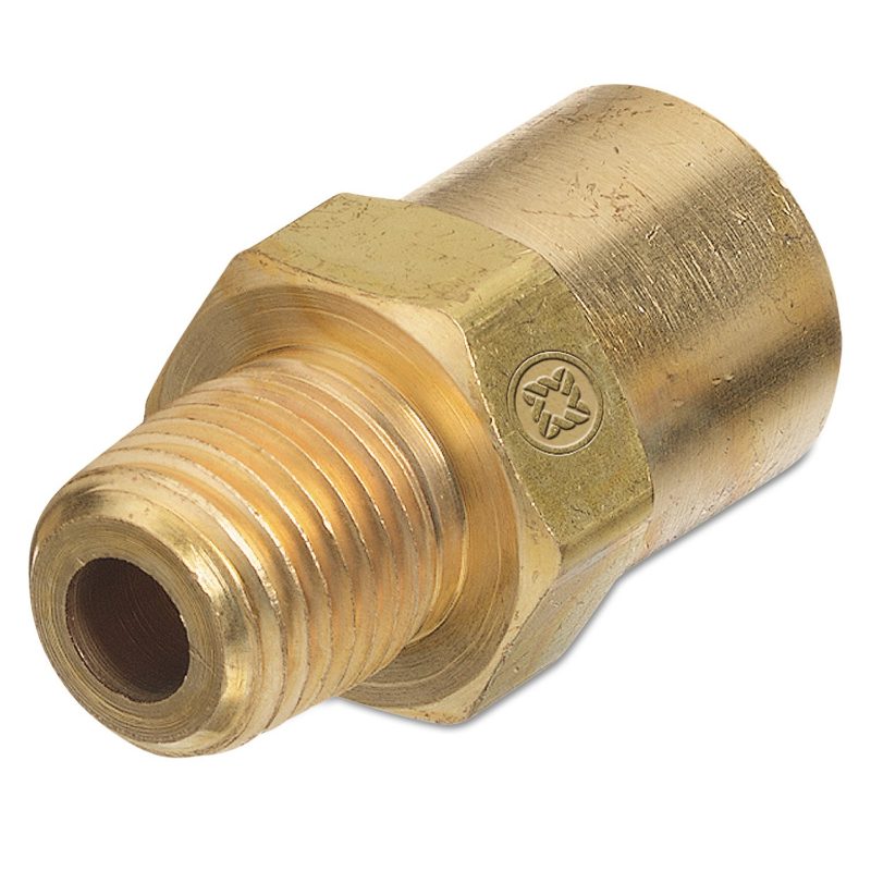 INERT ARC ADAPTORS, B-SIZE 9/16"-18 UNF LH MALE X B-SIZE 5/8-18" UNF LH FEMALE, BRASS