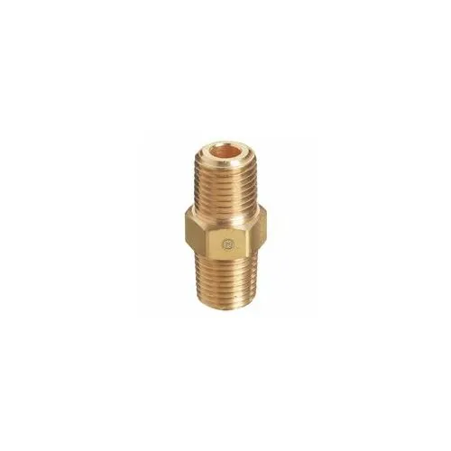 PIPE THREAD HEX NIPPLES, 1/4" NPT MALE X 1/4" NPT MALE, BRASS
