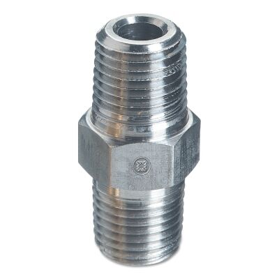PIPE THREAD HEX NIPPLES, 1/4" NPT MALE X 1/4" NPT MALE, STAINLESS STEEL