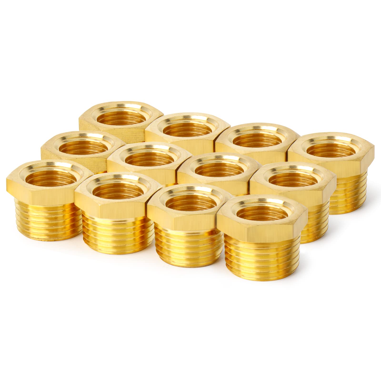 PIPE THREAD BUSHINGS, 1/8" NPT FEMALE X 3/8" NPT MALE, BRASS
