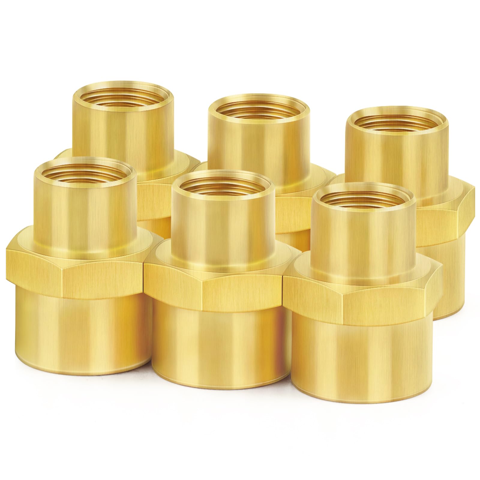 PIPE THREAD REDUCER COUPLINGS, 3/8" NPT FEMALE X 1/4" FEMALE, BRASS