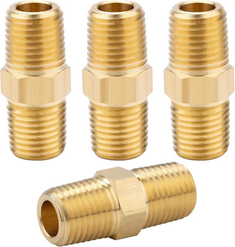 PIPE THREAD NIPPLES, 1/4" NPT MALE X 1/4" NPT MALE NIPPLE, 5" LONG, BRASS